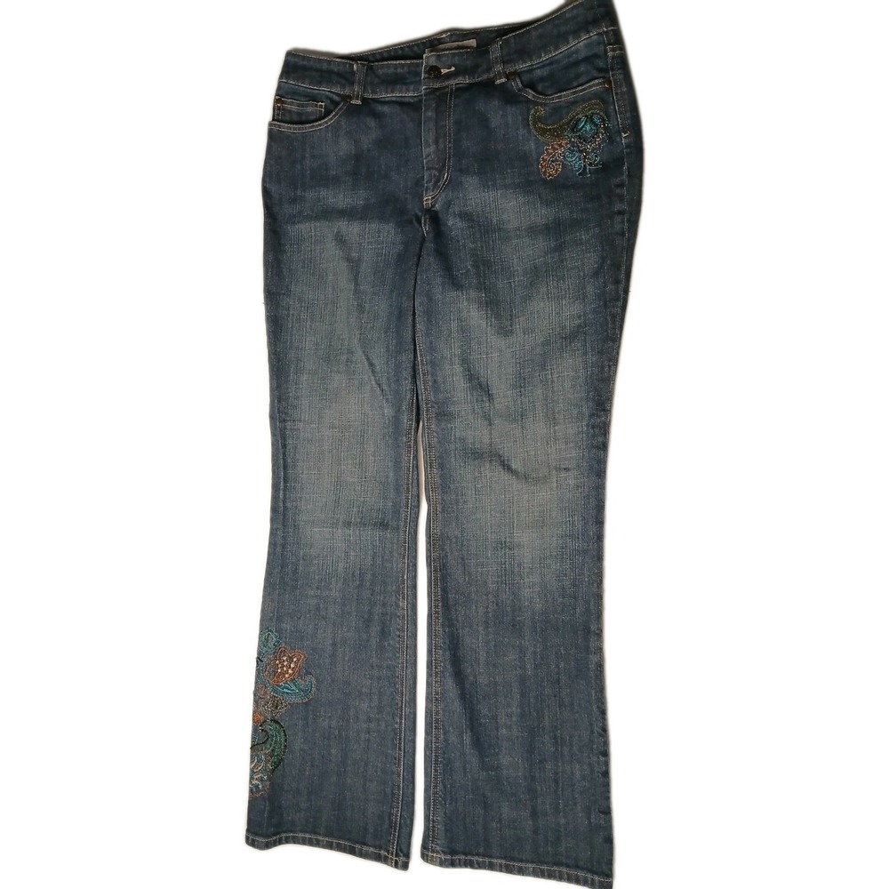 Chico's P Embellished Girlfriend Cropped Flared Jeans Size 1.5 short (10M) #545C